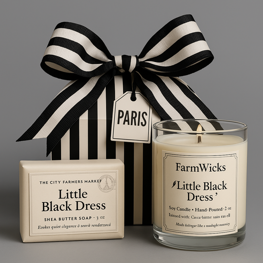 Paris nights gift box and organic Little Black Dress Shea butter soap and Soy Candle